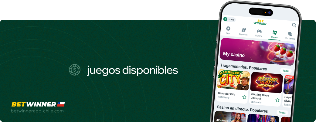 Juegos disponibles Betwinner APP Chile