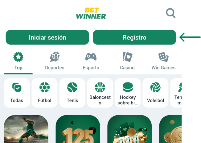 Pasos para registrarse Betwinner APP Chile