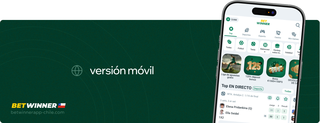 Versión móvil Betwinner APP Chile